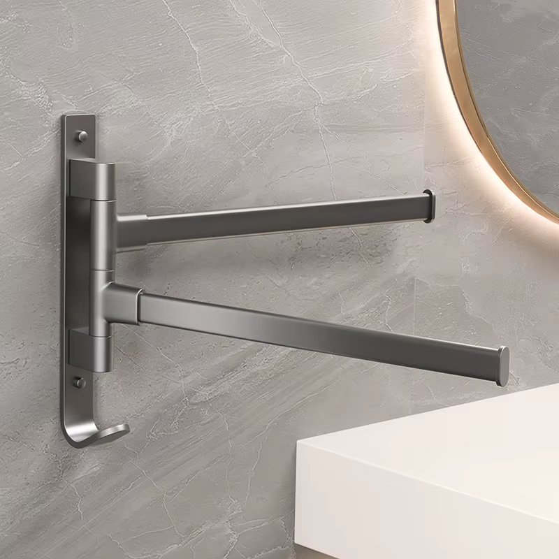 Porte-serviettes de salle de bain porte-serviettes rotatif espace rotatif aluminium 2/3/4 barres à s
