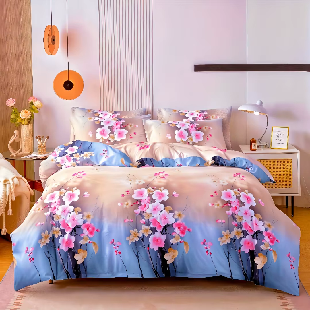 Parure de lit rose à fleurs, ensemble de housse de couette imprimée en 3D, doux, simple, double, déc