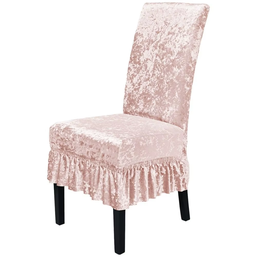 Housse de chaise de salle à manger en velours élastique, housse de siège universelle amovible, anti-