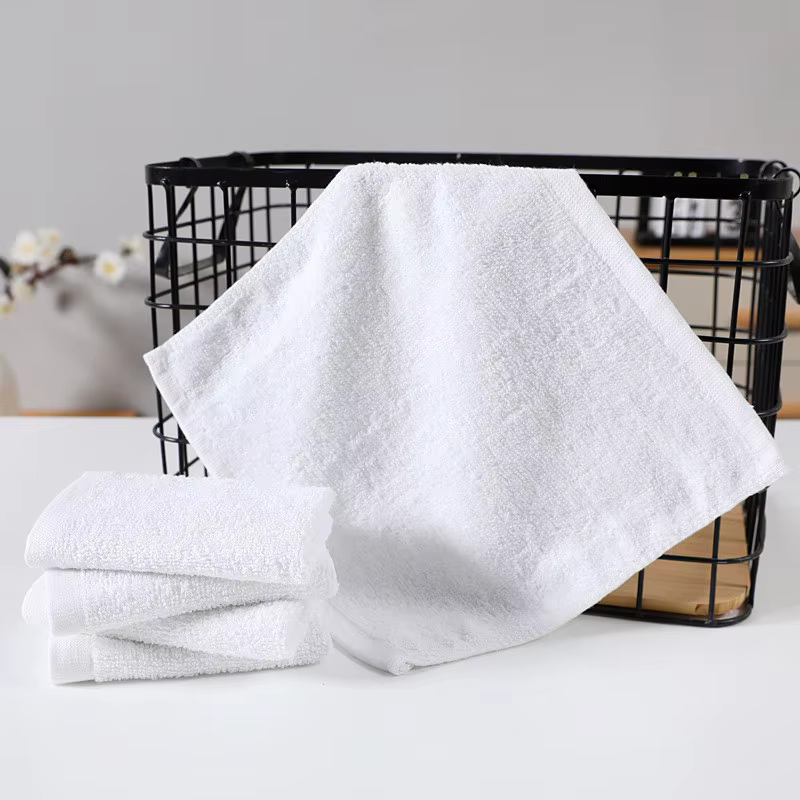 Petit essuie-mains carré blanc en coton doux, serviette solide pour documents, maison, hôtel, multif