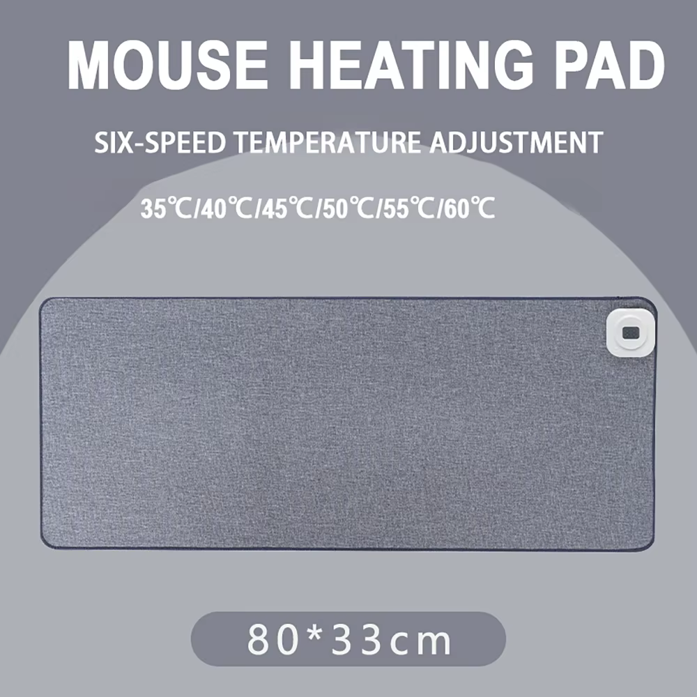 Tapis de souris chauffant 80x33cm 35 ℃ /40 ℃ /45 ℃ /50 ℃ /55 ℃ /60 ℃ Tapis de souris d'hiver régla