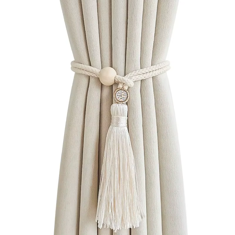 Attache de rideau en cordon de coton réglable, attaches de rideau, style bohème chic, franges en tul