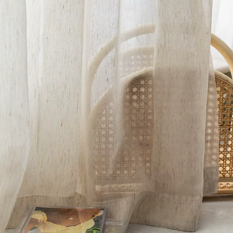 Voilages en lin de style japonais pour salon, salle à manger, chambre, balcon – Rideaux minimalistes