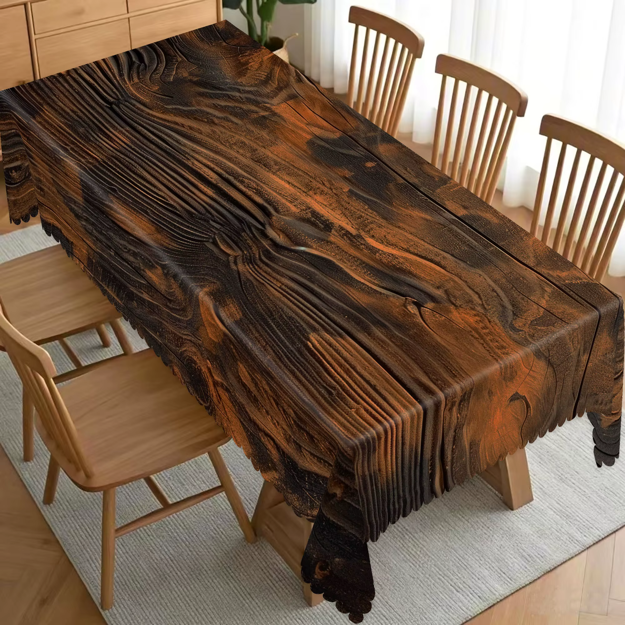 Nappe sur le thème de la ferme 1 pièce, nappe à motif de grain de bois marron foncé, pour la décorat