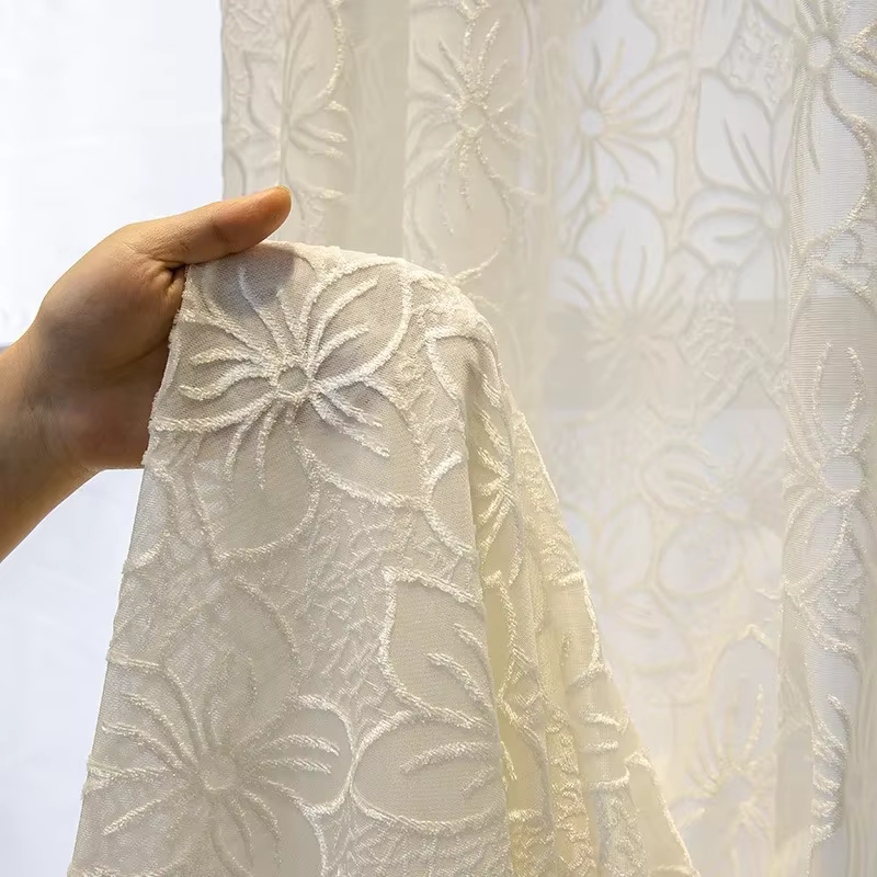 Rideaux nordiques pour salon, salle à manger, chambre à coucher, écran de fenêtre blanc léger, tulle