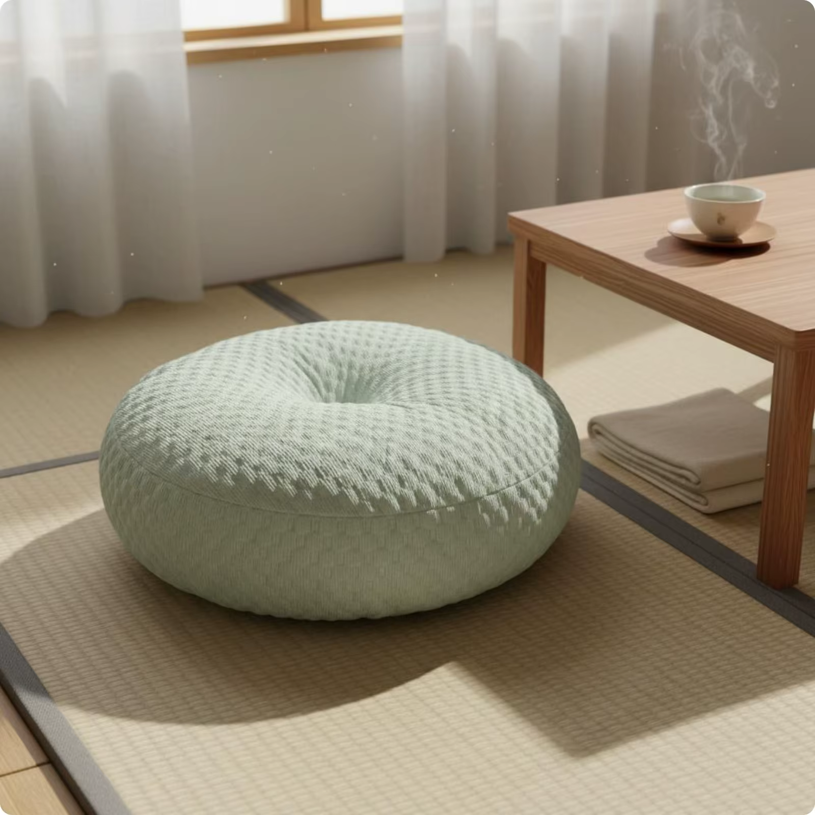 Coussin de sol Tatami rafraîchissant, coussin Tatami rond, oreiller de sol japonais respirant, décor