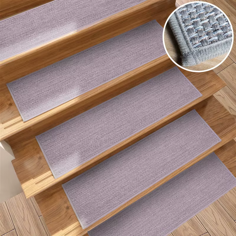 Marches d'escalier en lin naturel – Tapis de sol tissés antidérapants avec envers en caoutchouc pour
