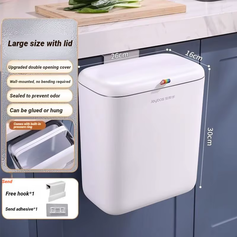 Poubelle de cuisine murale Joybos 12L avec couvercle, poubelle suspendue pour porte d'armoire, poube