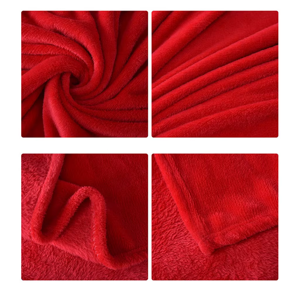 Couvertures épaisses 70x100Cm, couverture chaude en polaire de flanelle rouge pour l'hiver, Camping,