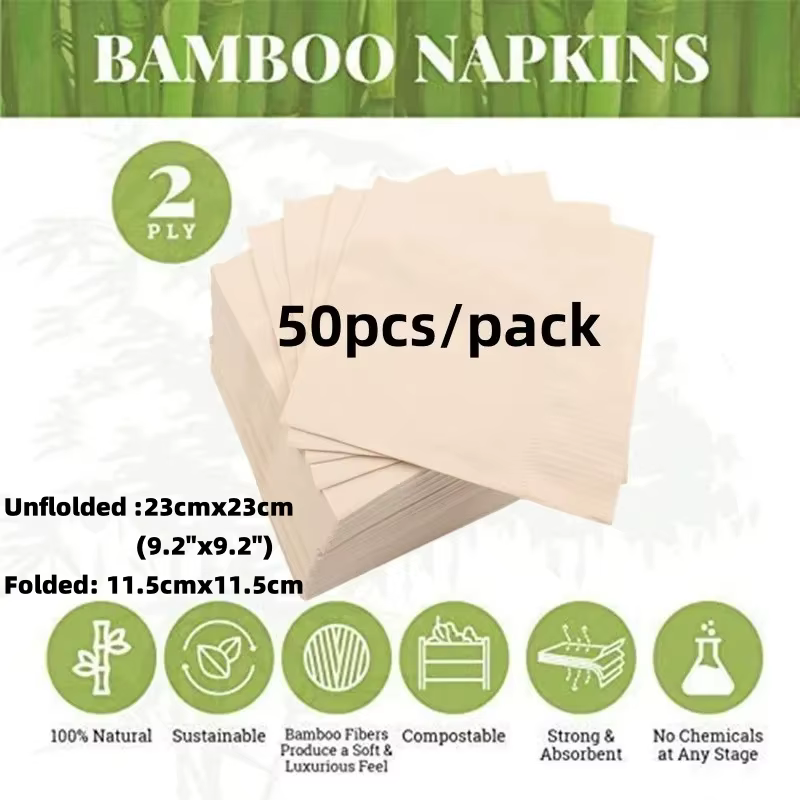 Serviettes de table en papier 100 % compostables et écologiques, parfaites pour les repas, les boiss