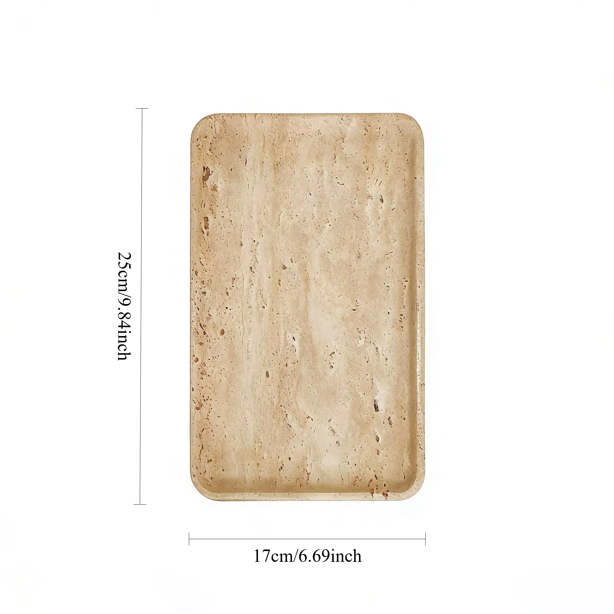 Plateau de vanité en marbre luxueux en travertin, rangement rectangulaire en pierre naturelle pour s