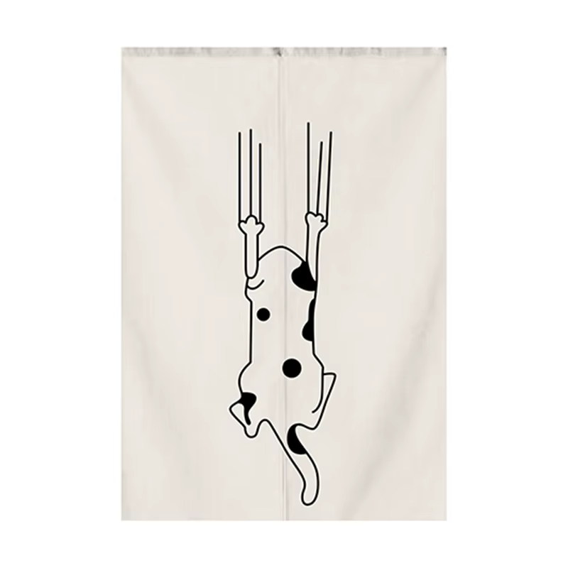 Rideau de porte de style japonais, chat drôle, art minimaliste moderne, rideaux de confrontation, cl