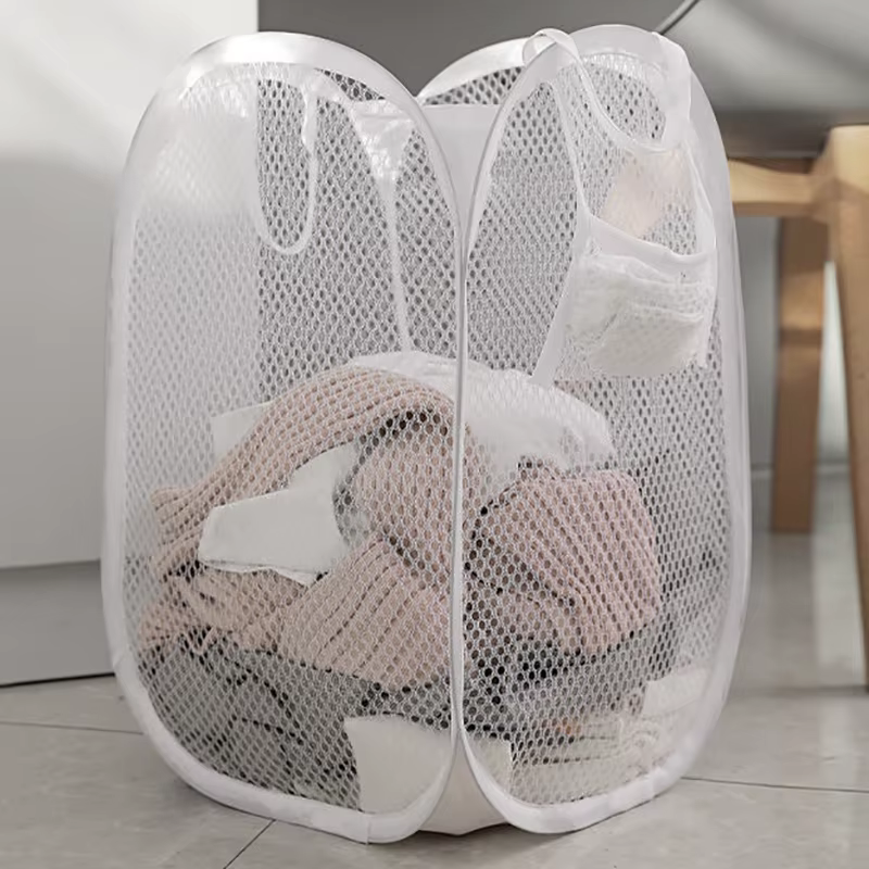 Panier de tri de linge sale pliant, cadre de lavage, sac de rangement en maille pour tissu de salle 