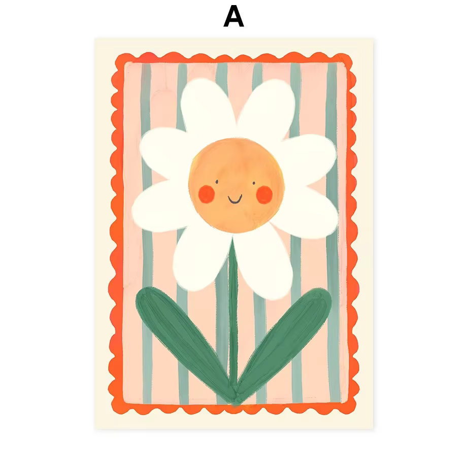 Affiches abstraites minimalistes de fleurs colorées, imprimés d'art mural, peinture sur toile, image
