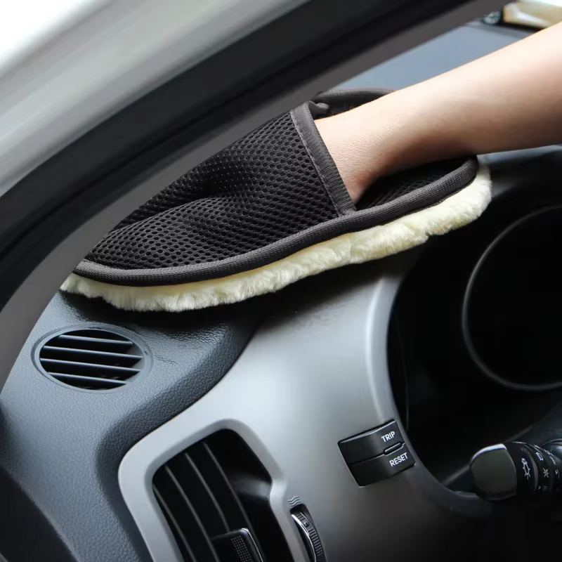 Brosse de nettoyage de voiture en laine douce, gants de lavage de voiture, brosse de nettoyage, soin