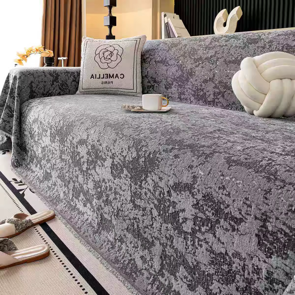 Housse de canapé en tissu Style crème, serviette de canapé en Jacquard gaufré pour toutes les saison