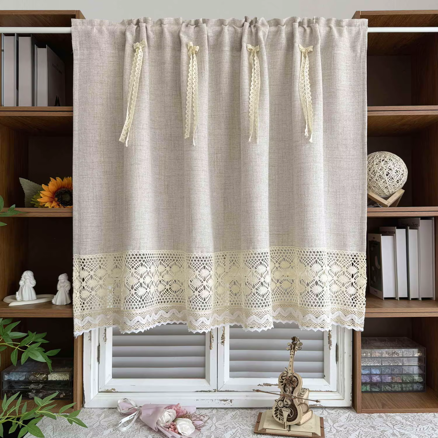 Petites rideaux de fenêtre lavables en Machine pour la cuisine, rideaux de cuisine d'appartement, de