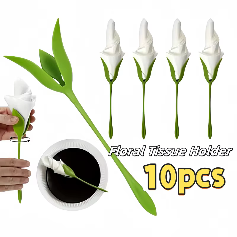 Anneaux de serviette floraux élégants, PP vert pour décoration de salle à manger de fête de mariage,
