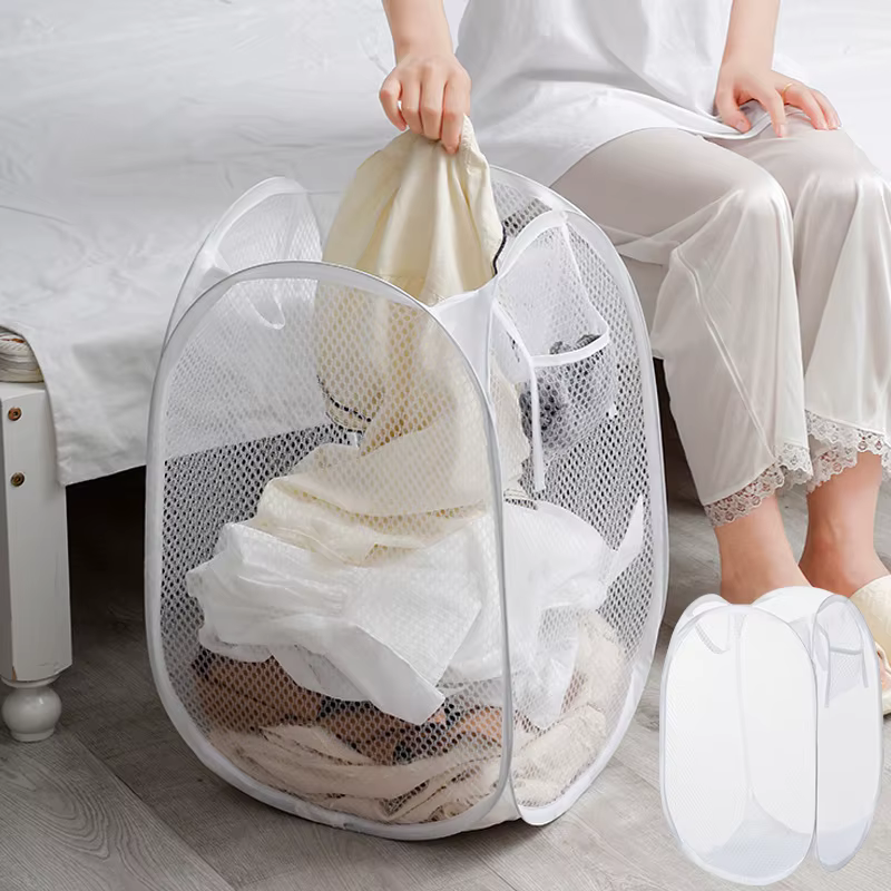 Panier à linge pliable pour vêtements sales, panier de rangement domestique, squelette de grande cap