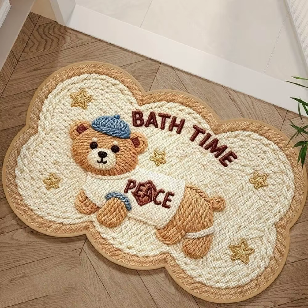Tapis de sol antidérapant pour les pieds, motif animal de dessin animé, tapis doux et absorbant, imi