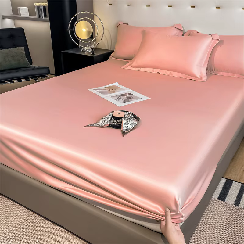 Drap-housse en soie de couleur Pure, housse de matelas en soie de mûrier naturelle Pure, bande élast