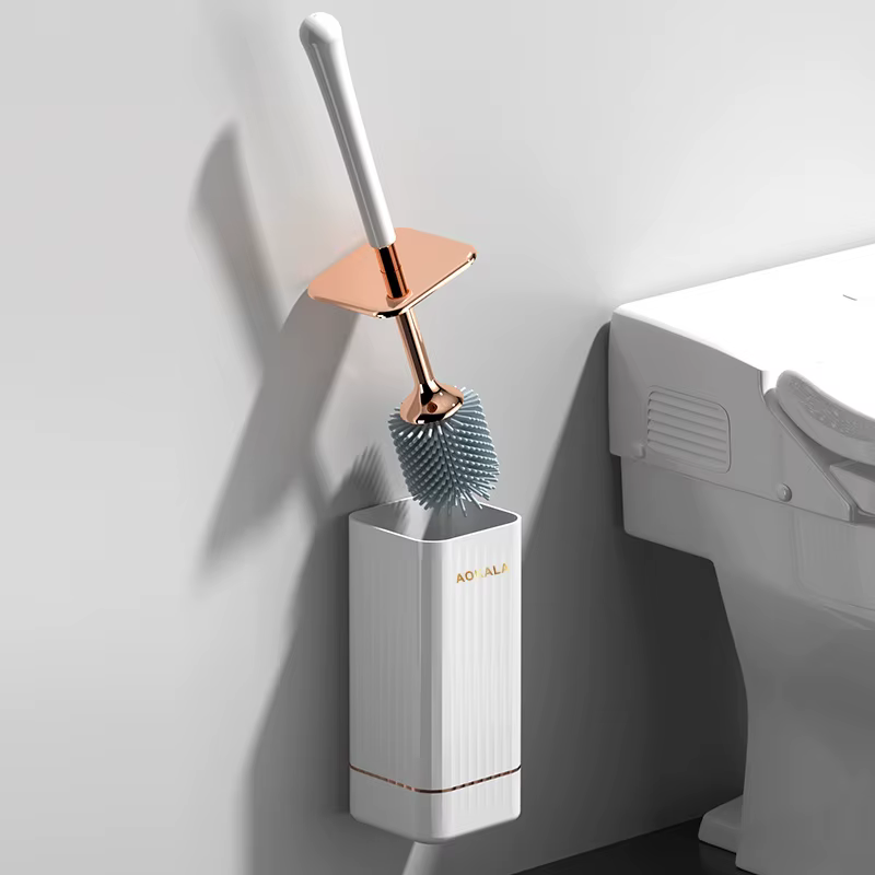 Aokala Brosse et support de toilette Ensemble de brosses de cuvette de toilette en silicone élégant 