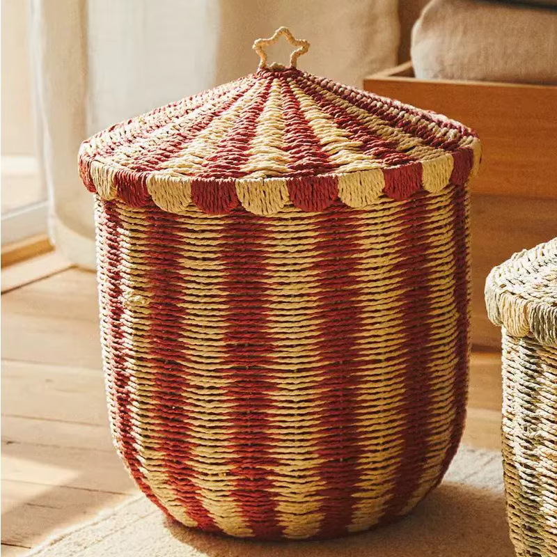 Grand panier à linge domestique à base de papier, panier à linge amovible pour salle de bain, vêteme