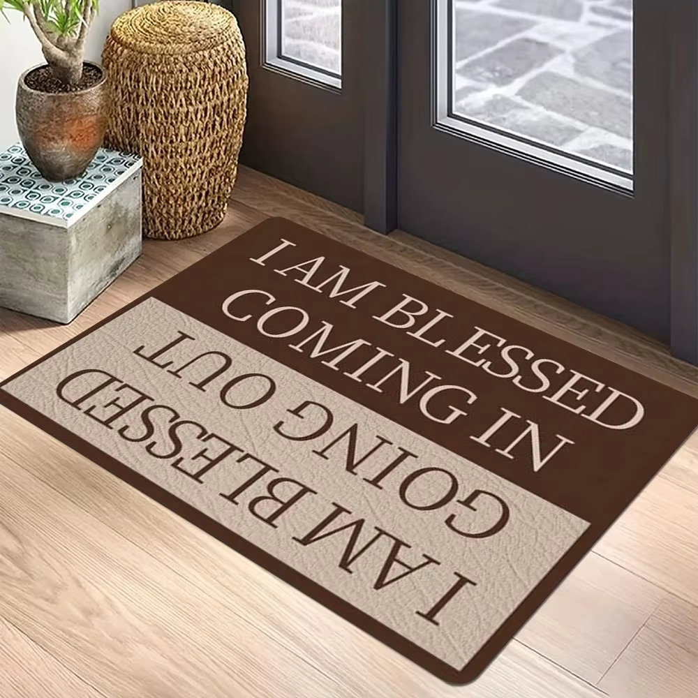 Tapis de porte avec citation inspirante, tapis d'entrée antidérapant, décoration de la maison, tapis