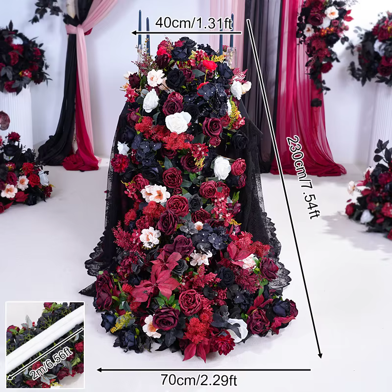Chemin de canapé de Table série bordeaux noir, décor de réception de mariage, Banquet, Arrangement F