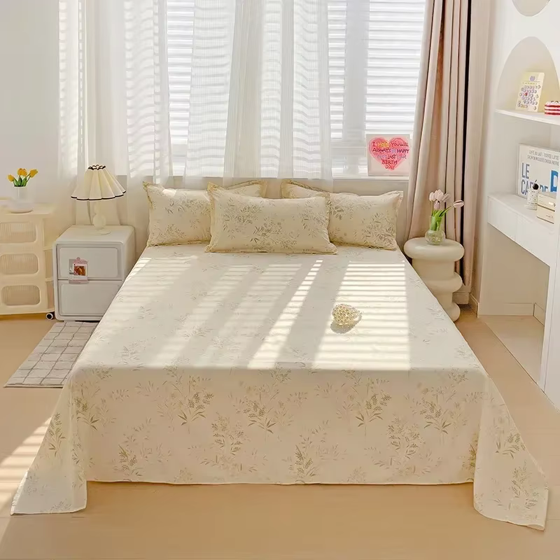 Drap de lit en coton lavé imprimé motif floral, série Double Top, pour filles, garçons, enfants, tai