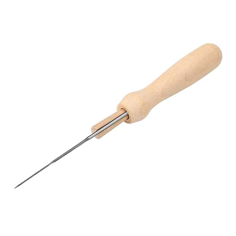 Poignée en bois massif, aiguilles, poinçon, outil de couture artisanal avec aiguille Fine pour brico