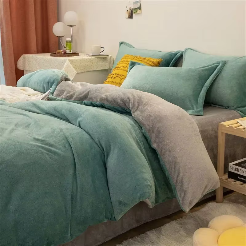 Housse de couette en flanelle grise, couleur unie, chaude, Double, Queen, King, douce, pour l'hiver,
