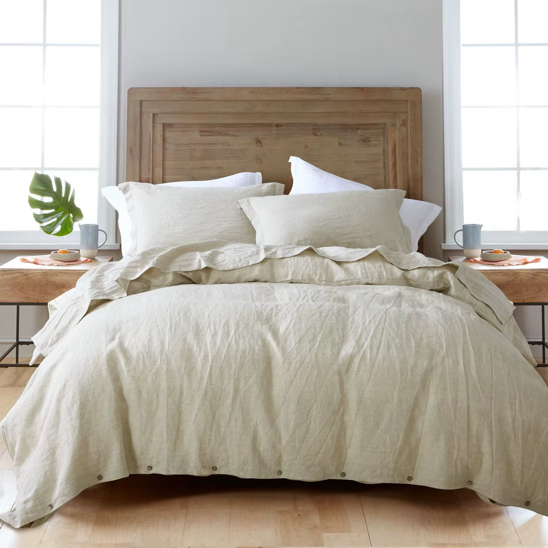 Housse de couette 100% lin français naturel, douce et confortable, Queen, Textile de maison Durable 