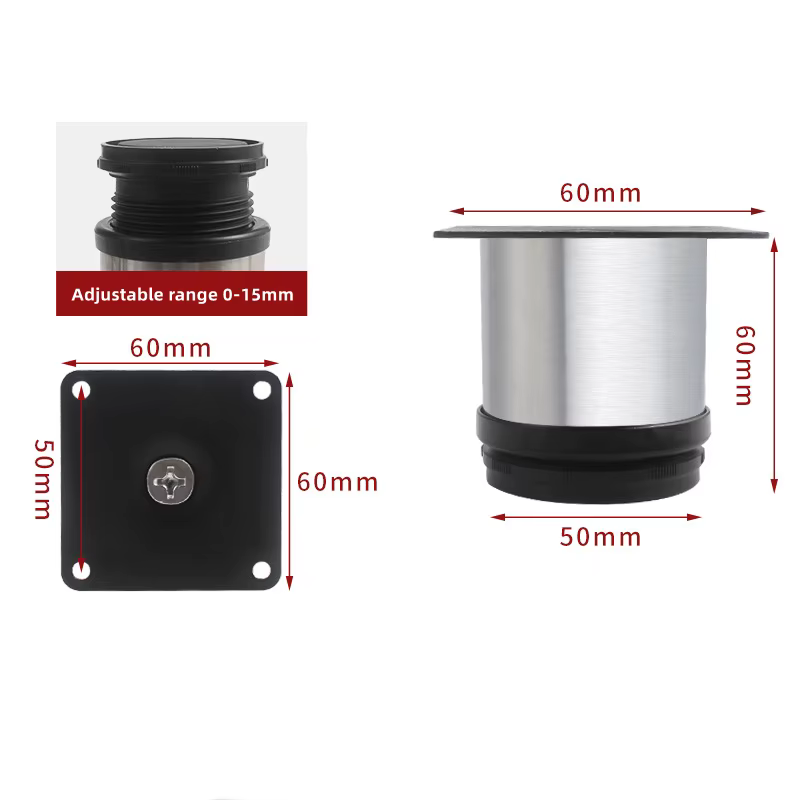 4 pièces de pieds de meuble réglables en acier inoxydable de 50mm-250mm pour armoires, tables, canap