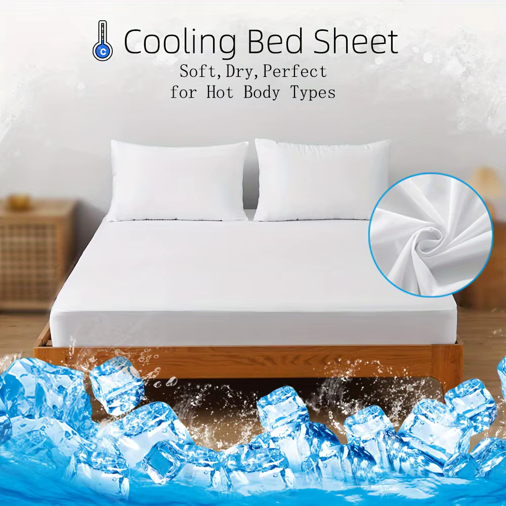 Drap-housse rafraîchissant en nylon 100%, 1 pièce, drap de lit imperméable, housse de matelas respir