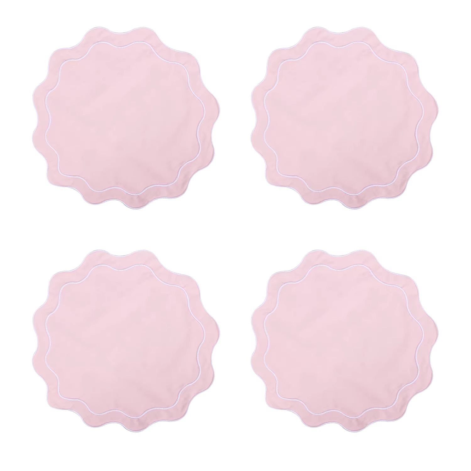 Serviettes en coton avec bord ondulé brodé, 4 pièces, adaptées au dîner, mariage, hôtel, noël