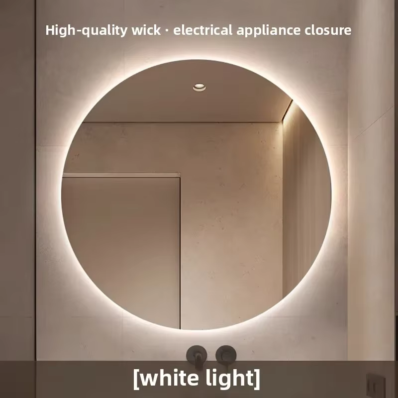 Miroir rond mural intelligent pour salle de bain, écran tactile LED, haute définition, Anti-buée, lu