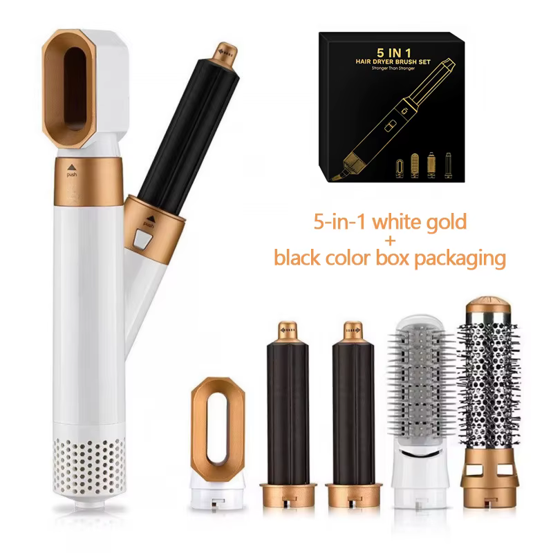 Kit de coiffure LUXLOCK 5-en-1, fer à friser multifonction, lisseur, brosse à air chaud, outils de b