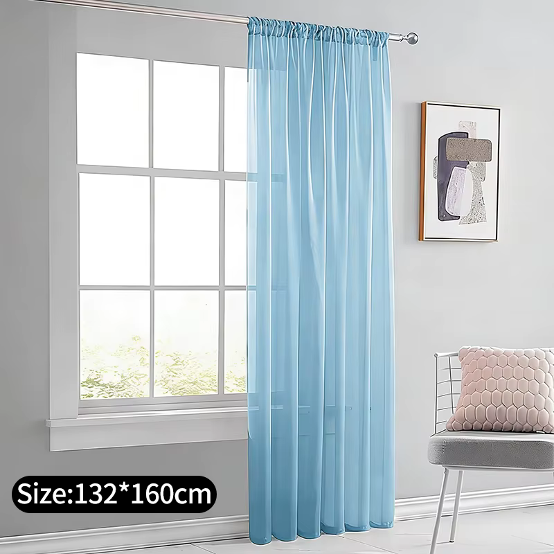 Rideaux de fenêtre en tulle bleus, voilages décoratifs pour chambre à coucher, rideaux de protection