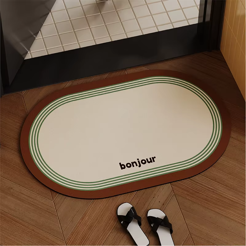 Tapis de salle de bain à absorption d'eau à séchage rapide, tapis de pied antidérapant à l'entrée de