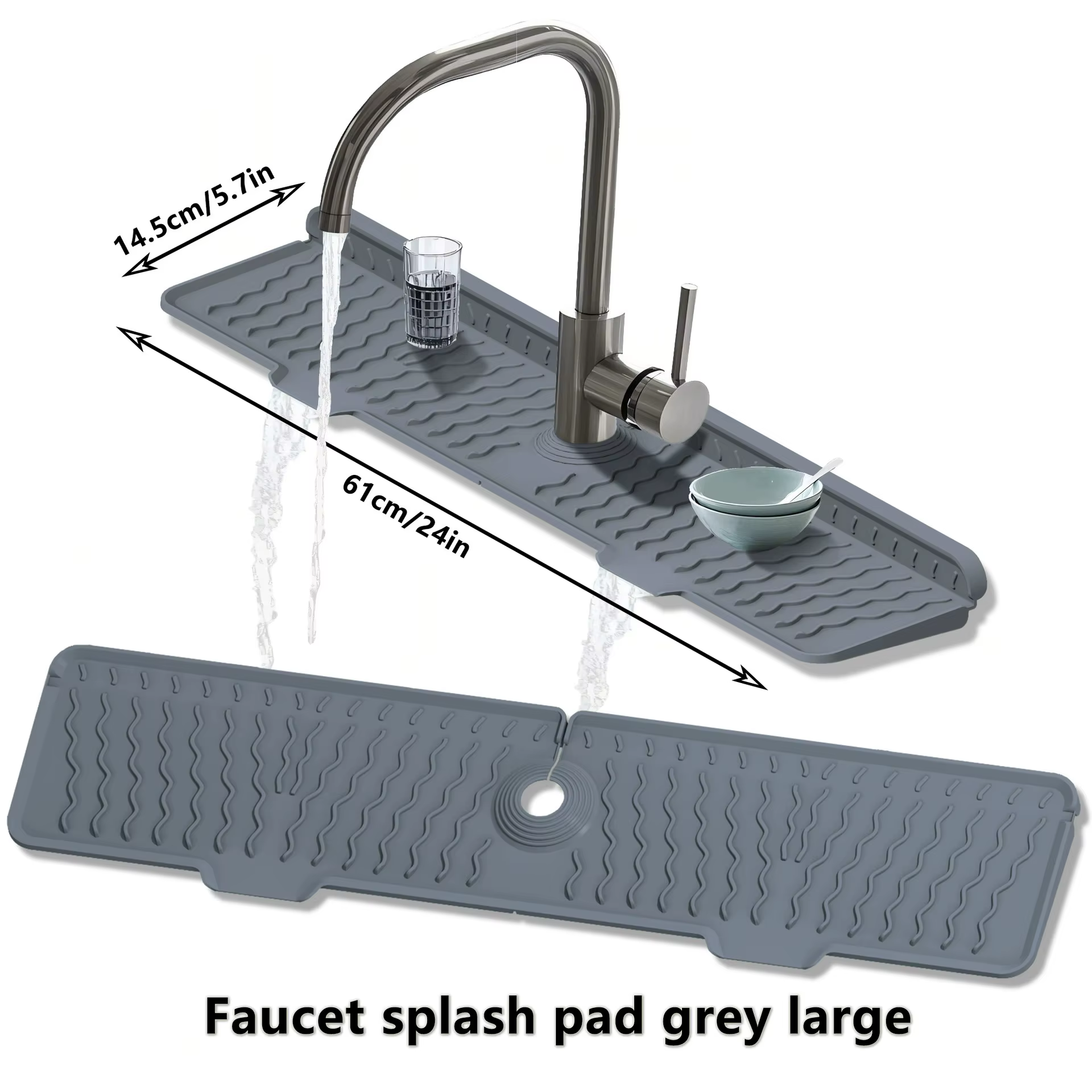 Tapis de protection anti-éclaboussures pour robinet de cuisine, long et étendu, pour évier et zone d