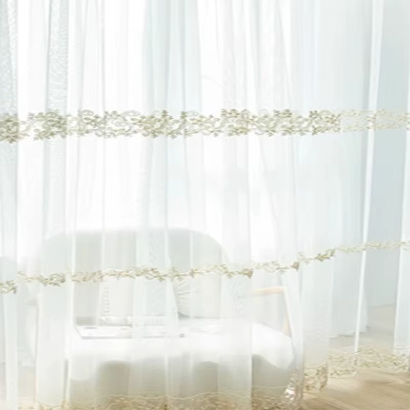 Rideaux de luxe brodés de Style européen, pour salon, chambre à coucher, cantonnière de fenêtre bleu