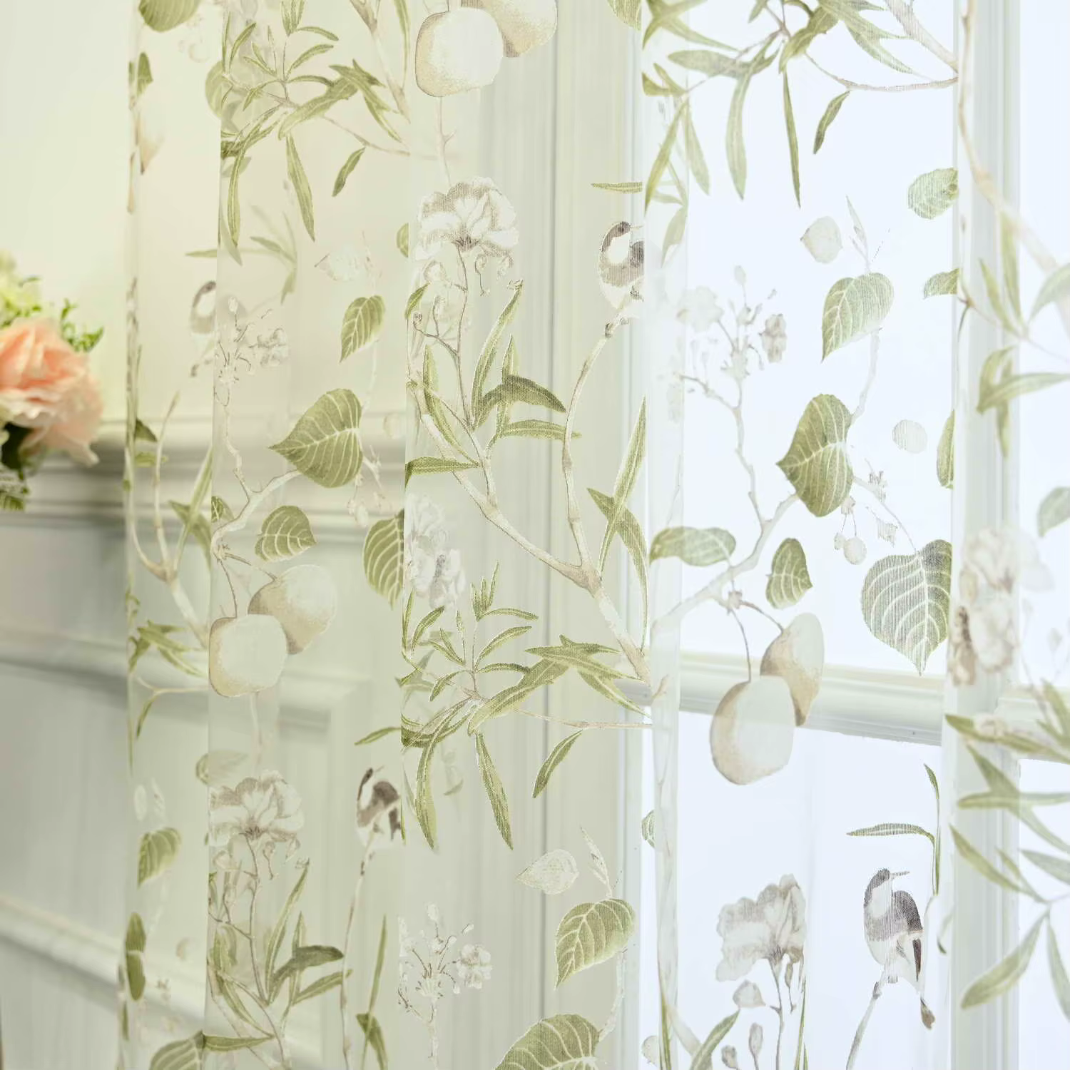 Rideau rustique américain pour salon, rideau d'oiseau pour fenêtre de chambre à coucher, draperies v