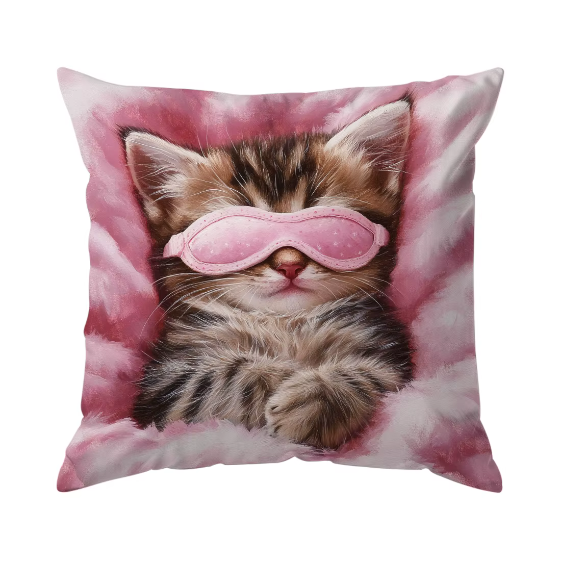 Housse de coussin en Polyester, 1 pièce/4 pièces, motif chaton rose mignon, housse de coussin décora