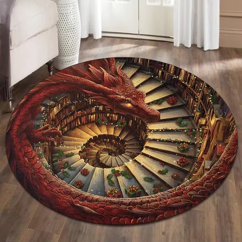 Bibliothèque livres tapis rond tapis Trippy livre trou tapis coloré coin de lecture décor tapis de s