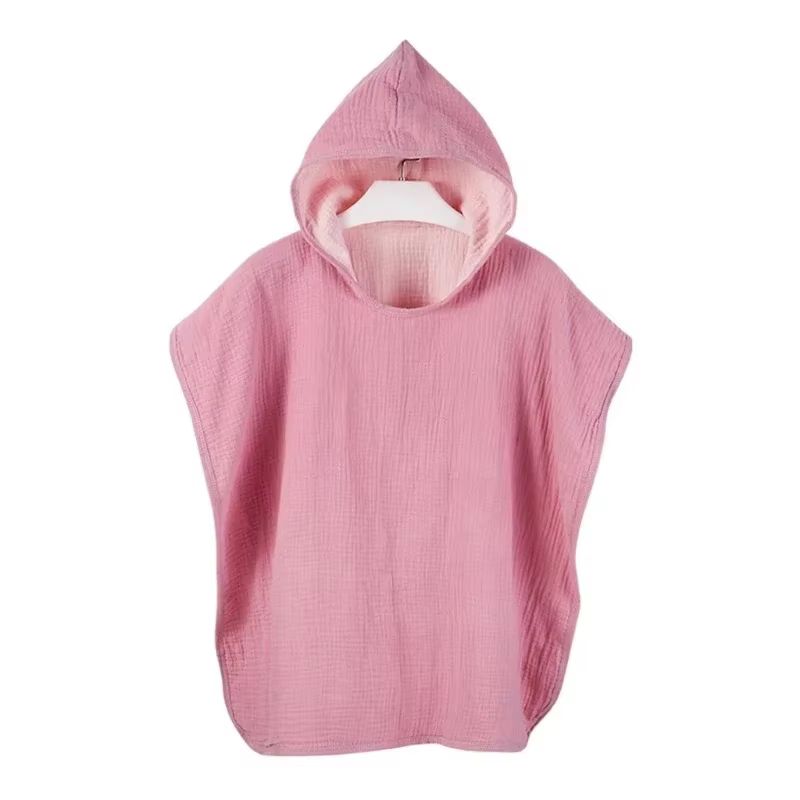 Serviette de bain à capuche en gaze de coton pour bébé, peignoir doux et absorbant, couverture Ponch