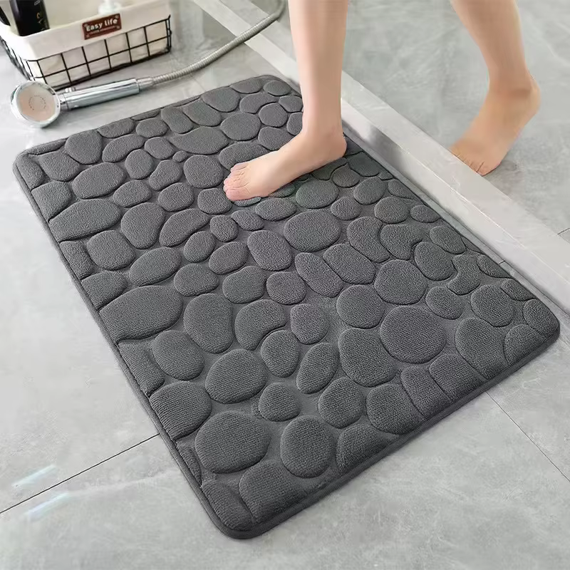 Tapis antidérapant de salle de bain 3D, coussin absorbant à motifs de galets, paillasson de bain, pa