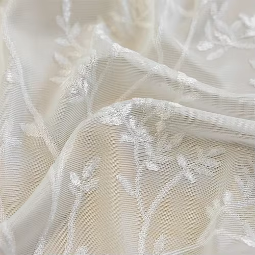 Rideau en gaze Jacquard Beige, 1 pièce, pour salon, balcon, motif floral, tissu Transparent, Style R