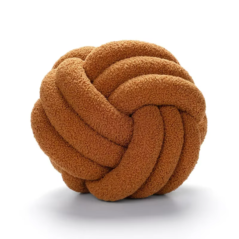 Coussin décoratif en molleton d'agneau pour décoration de salon, boule nouée haut de gamme, coussin 