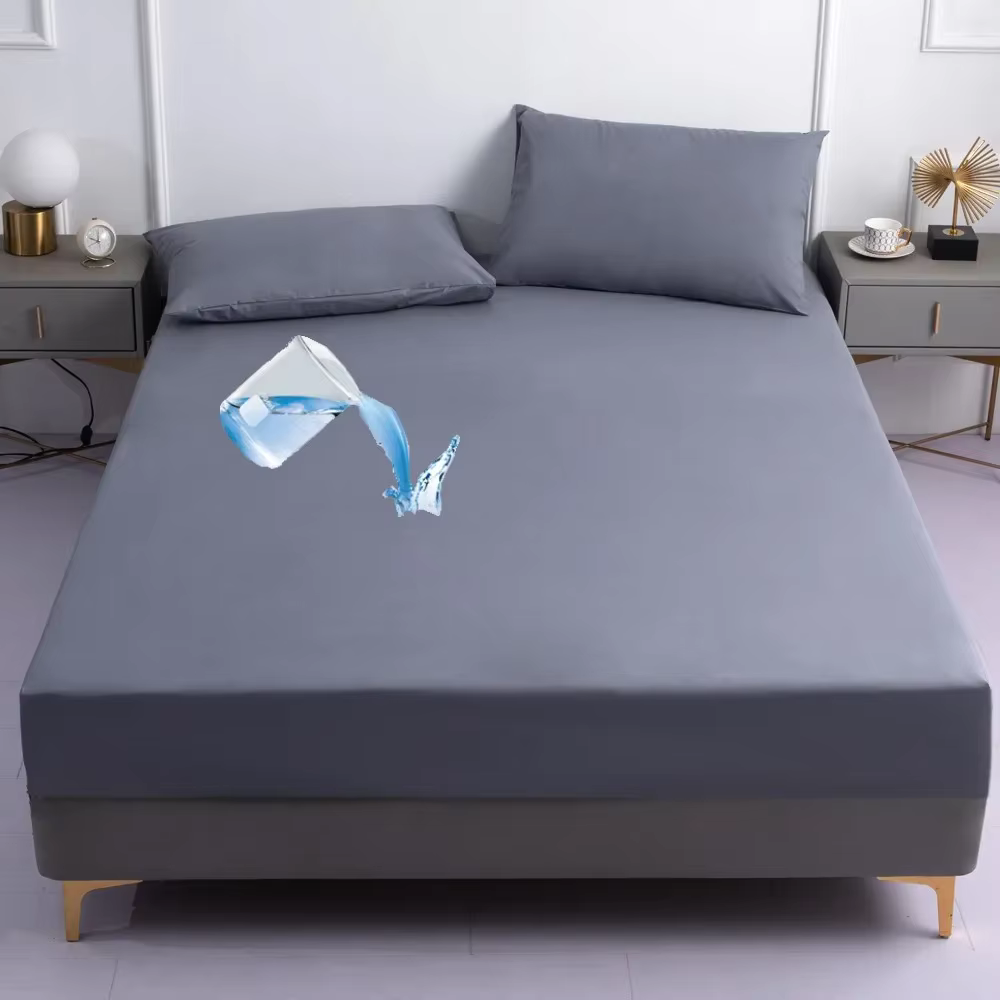 Drap-housse noir imperméable, doux pour la peau, respirant, П®стельное Беье, housse de matelas tout 
